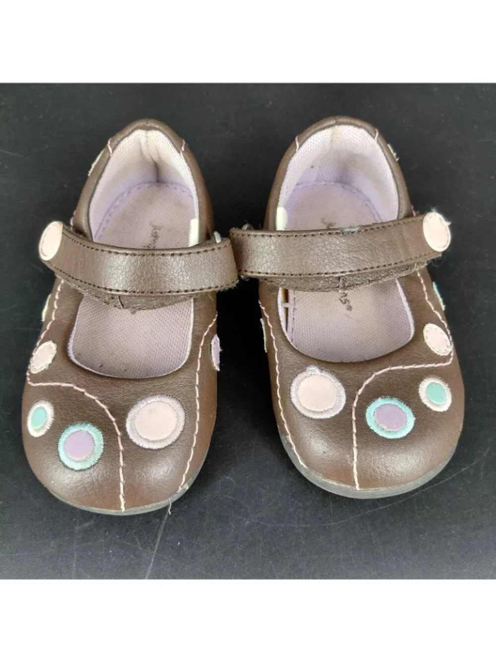 Jumping Beans Shoes Girls Size 5 Brown Mary Jane Flats Polka Dot Toddler